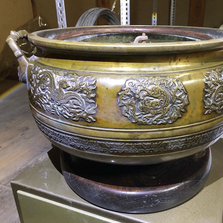 火鉢 ひばち 五徳付き 骨董 アンティーク 大正時代か昭和初期の物です