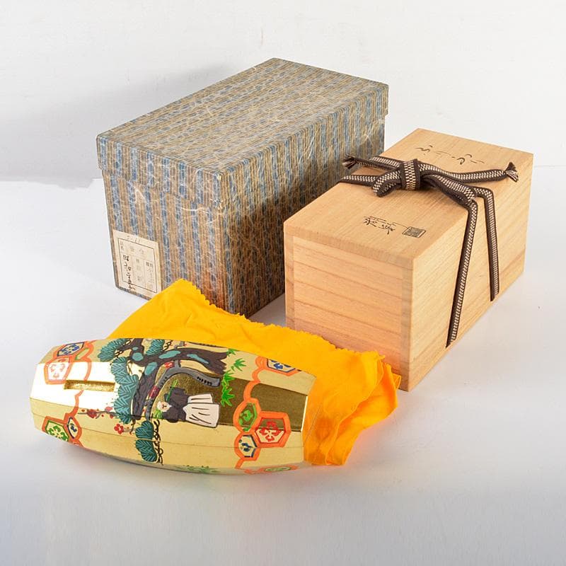 茶道具　中村湖彩作　金蒔絵　ぶりぶり　ふりふり　香合　共箱　V　6020