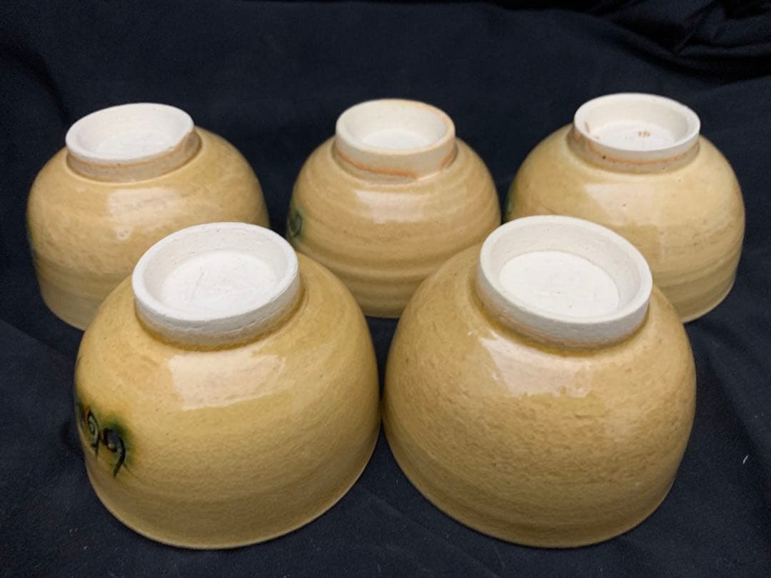 黄瀬戸　湯呑　５客　共箱付き　加藤令吉作