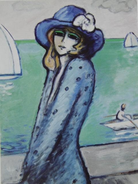 カシニョール（Cassigneul）、青い服を着た女、希少な画集より