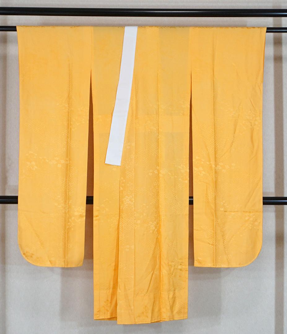 モダンなダークピンク　牡丹　藤　正絹振袖　長襦袢付　160cm　a657