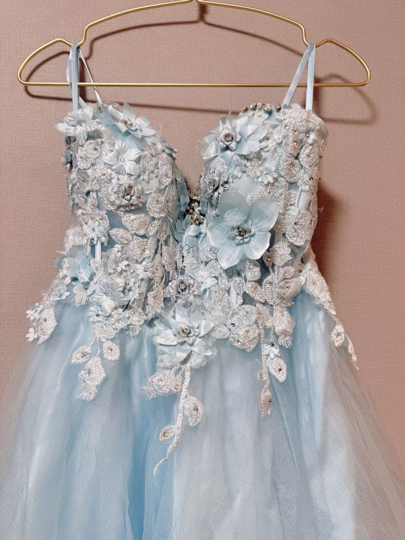 【IRMA】バストビジュー フラワー オフショルダー バースデー ロングドレス