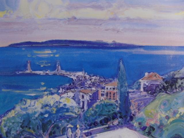 大前博士「カンヌ眺望」、希少画集より、状態良好、新品高級額装付