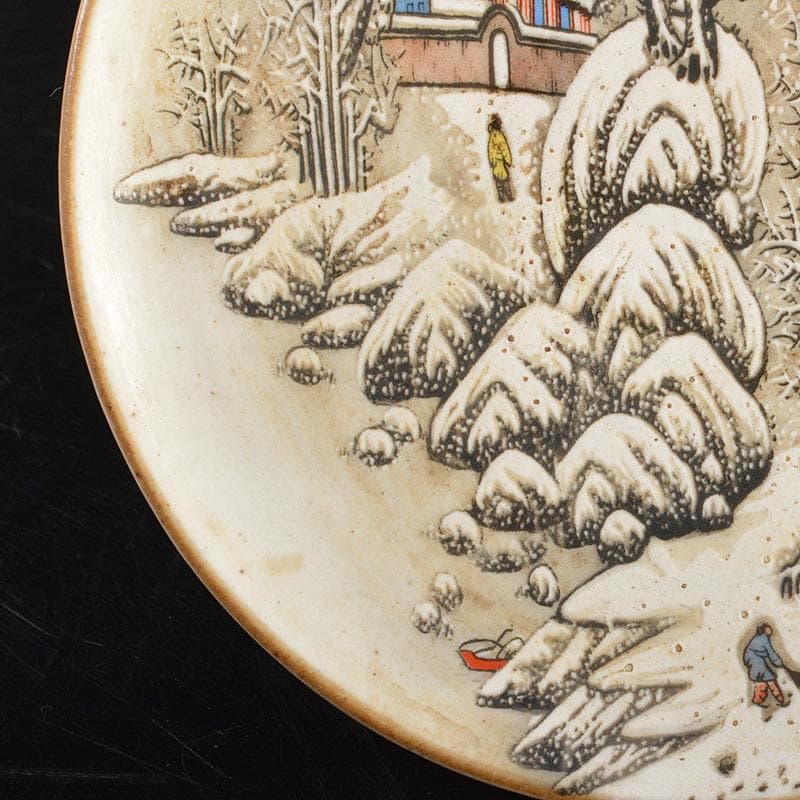 中国　大清光緒年製　粉彩山水文　高足盤　N　R6782E