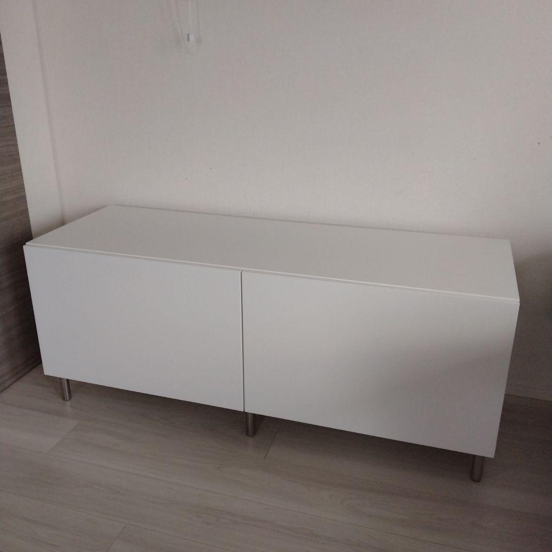 【引取り値引き】IKEA ベストー ホワイト, 120x40x38 脚10cm