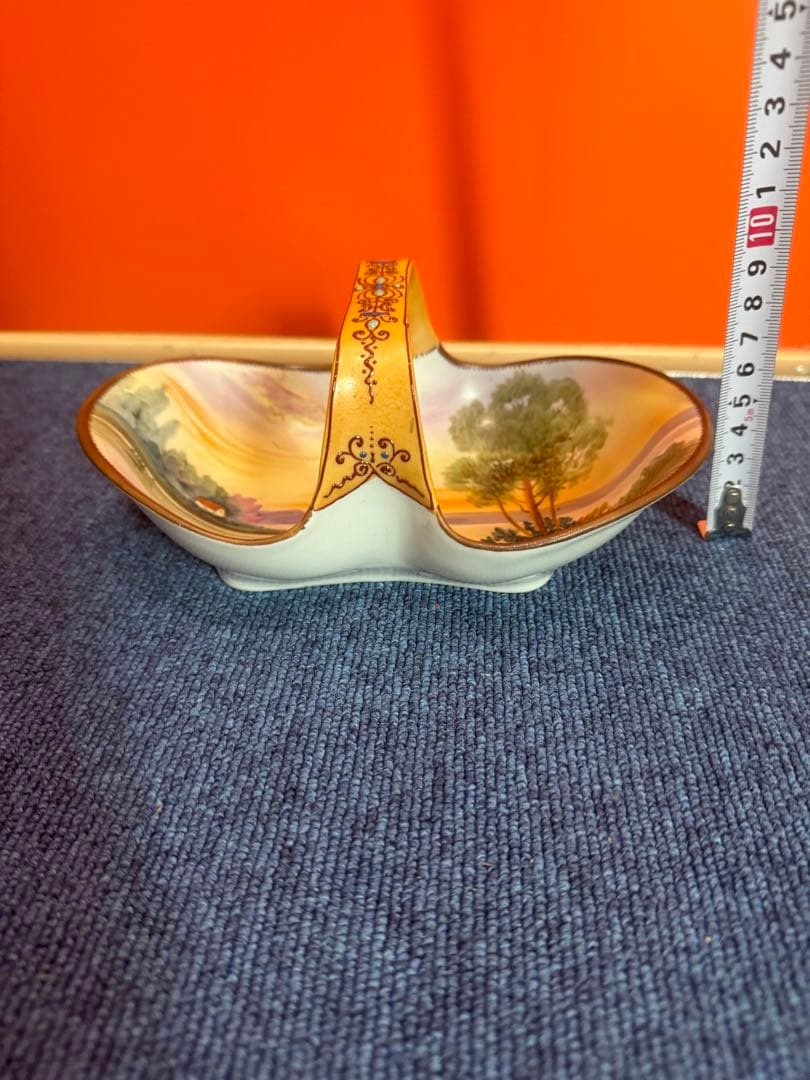 1847 【明治アンティーク】オールドノリタケ　風景図　手提皿　時代