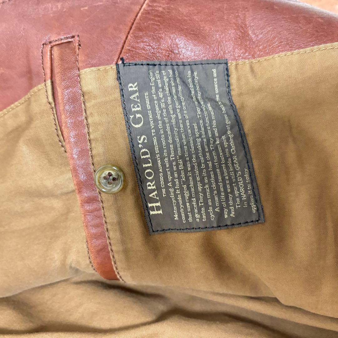 90's✨ハロルズギア ホースレザージャケット　馬革　シングルライダース　M 茶