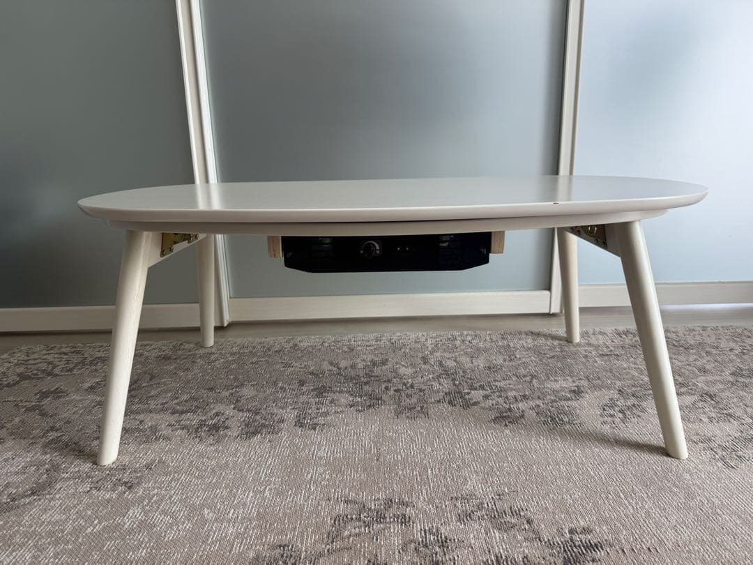 送料込み折脚楕円形カジュアルこたつ カルミナ950 ホワイト