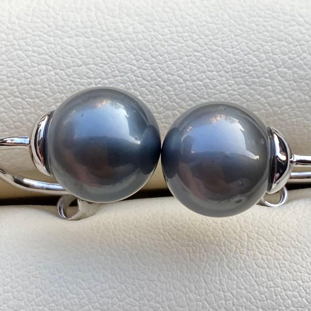 本真珠　南洋黒蝶真珠&あこや真珠ピアス　9.8&6.3mm P1152