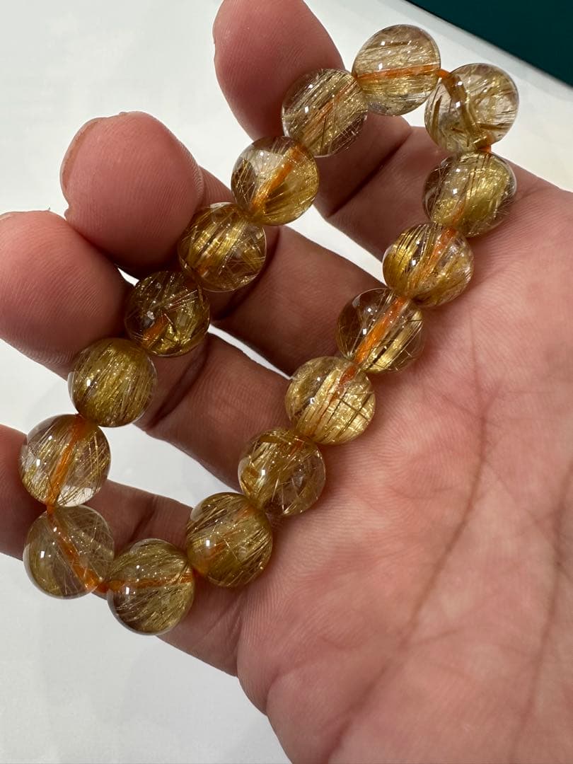 リョ様タイチンゴールドルチルクォーツ11ｍｍ+ブレスレット