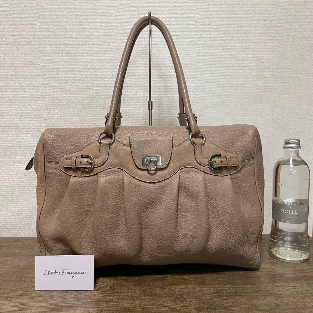 ■Ferragamo（フェラガモ）良品 / レザー /ハンドバッグ/ ベージュ系