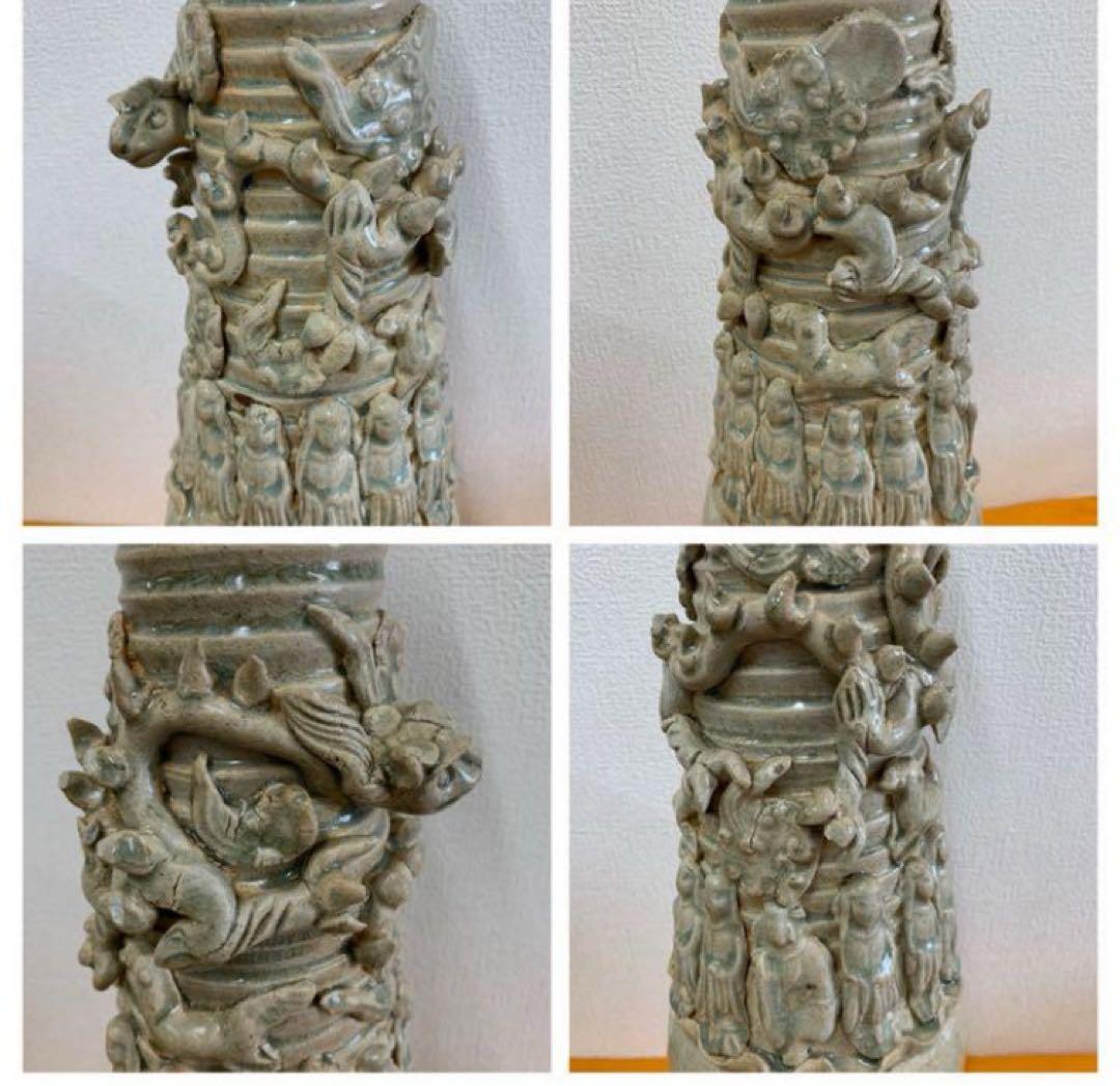 中国南宋越州窯影青貼塑人物紋魂瓶