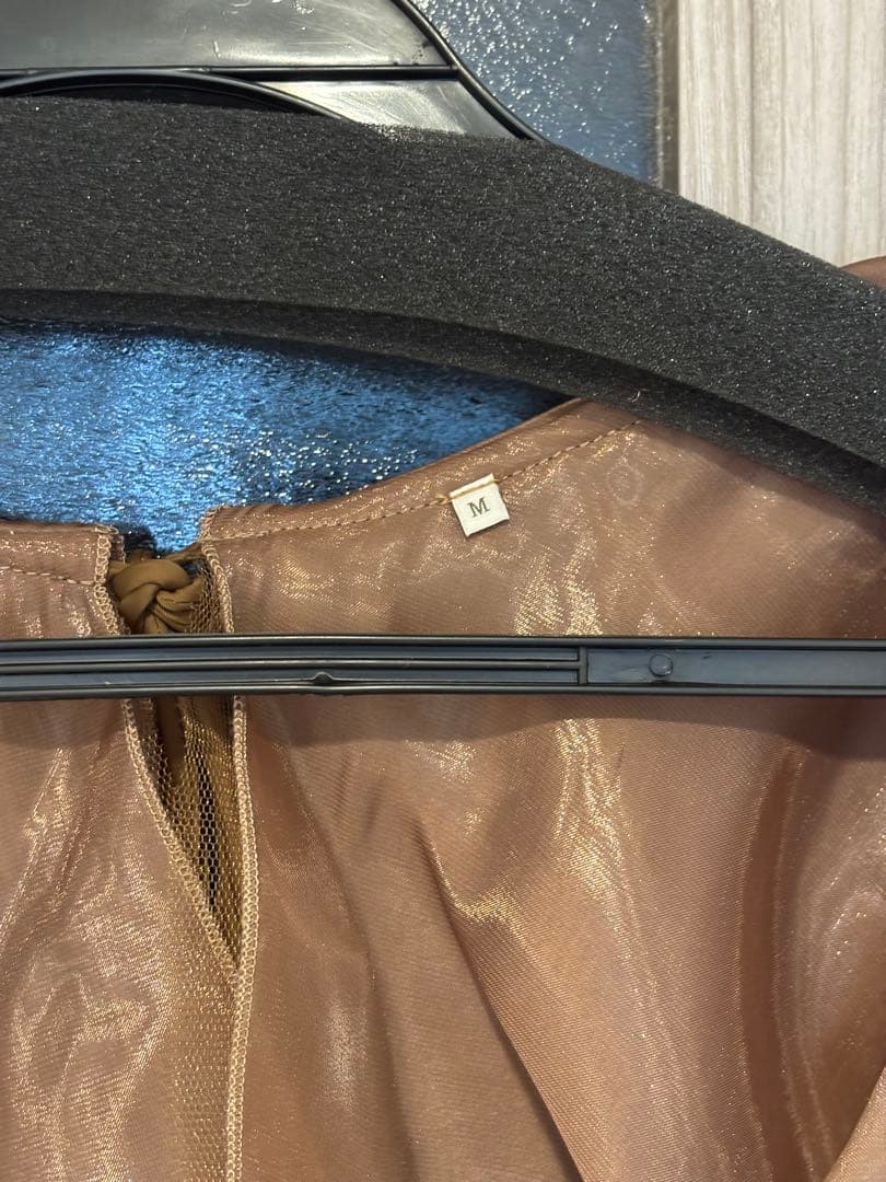 アシンメトリーティアードフリル3WAYベロアIラインドレスワンピース ブラウンM