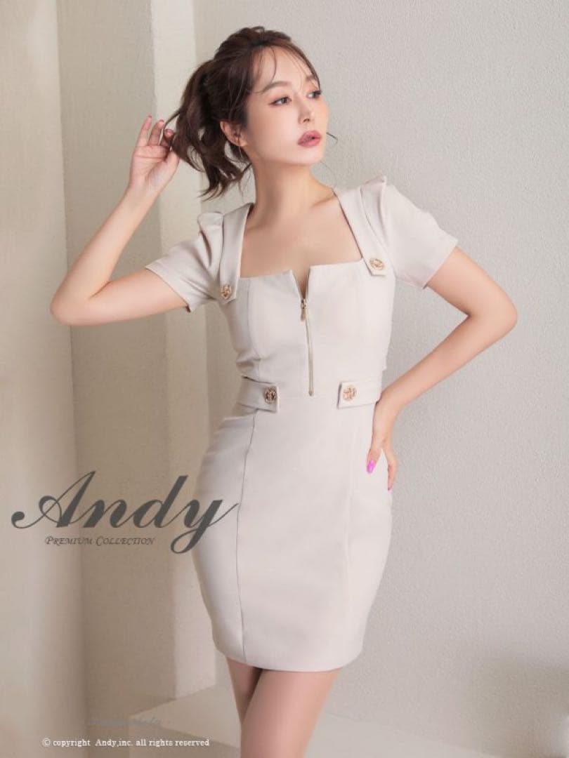 Andy ベージュ タイトドレス