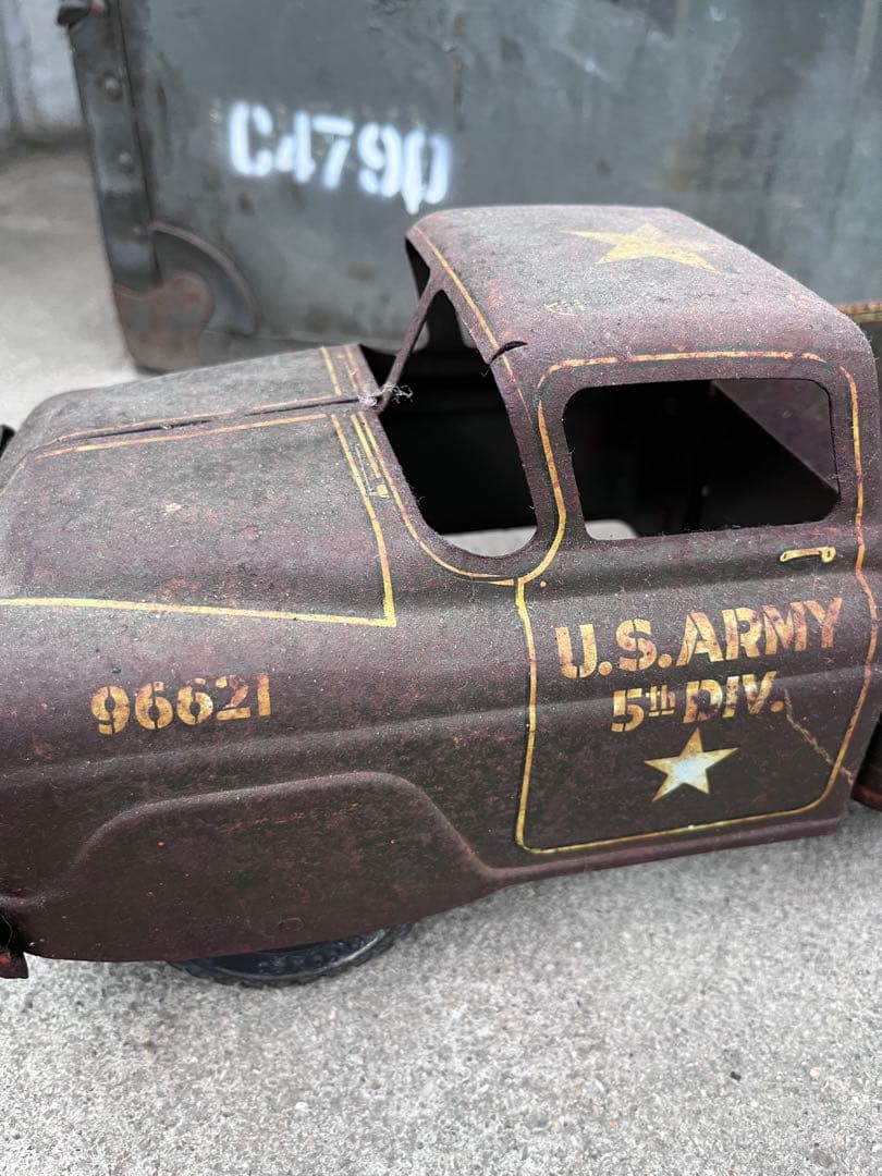 【antique】40's 50'sミリタリー トイトラック TOY ブリキ