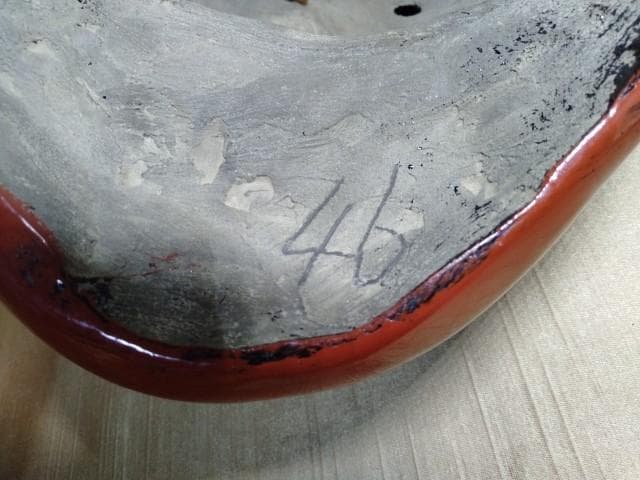 鬼面　般若　焼き物　25x18cm　詳細不明　印様あり