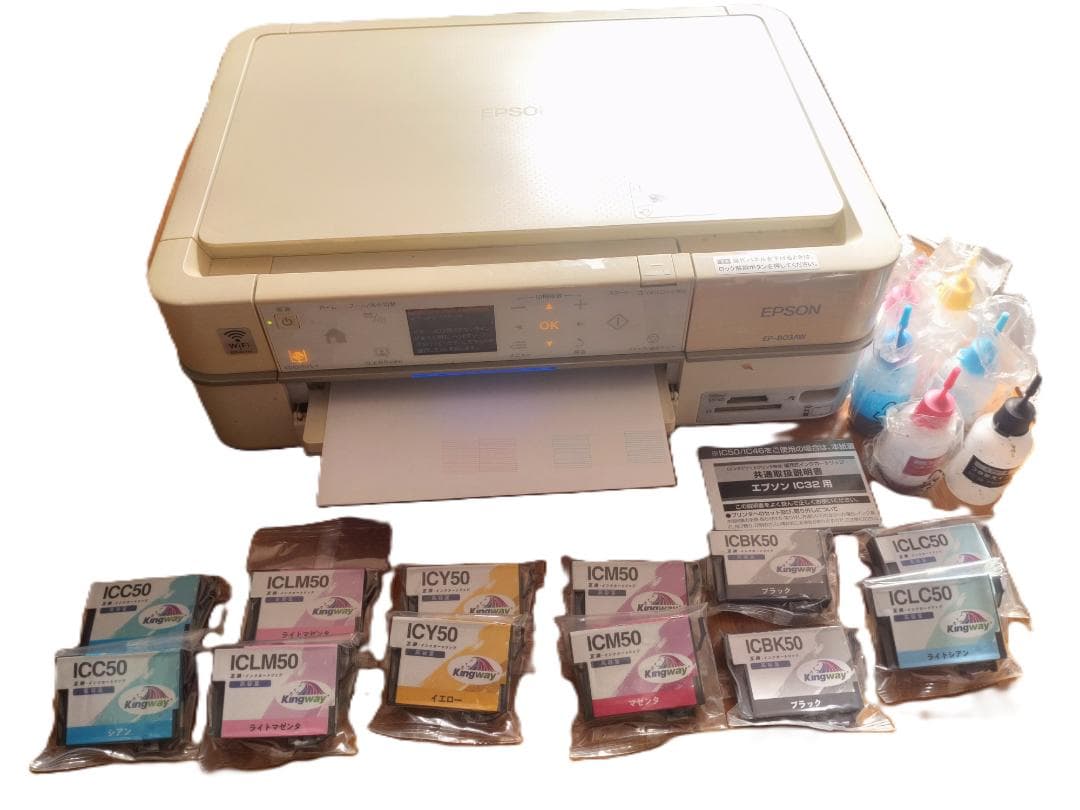 複合機EPSONプリンター EP-803AW本体＋未開封インク類付属：小ジャンク