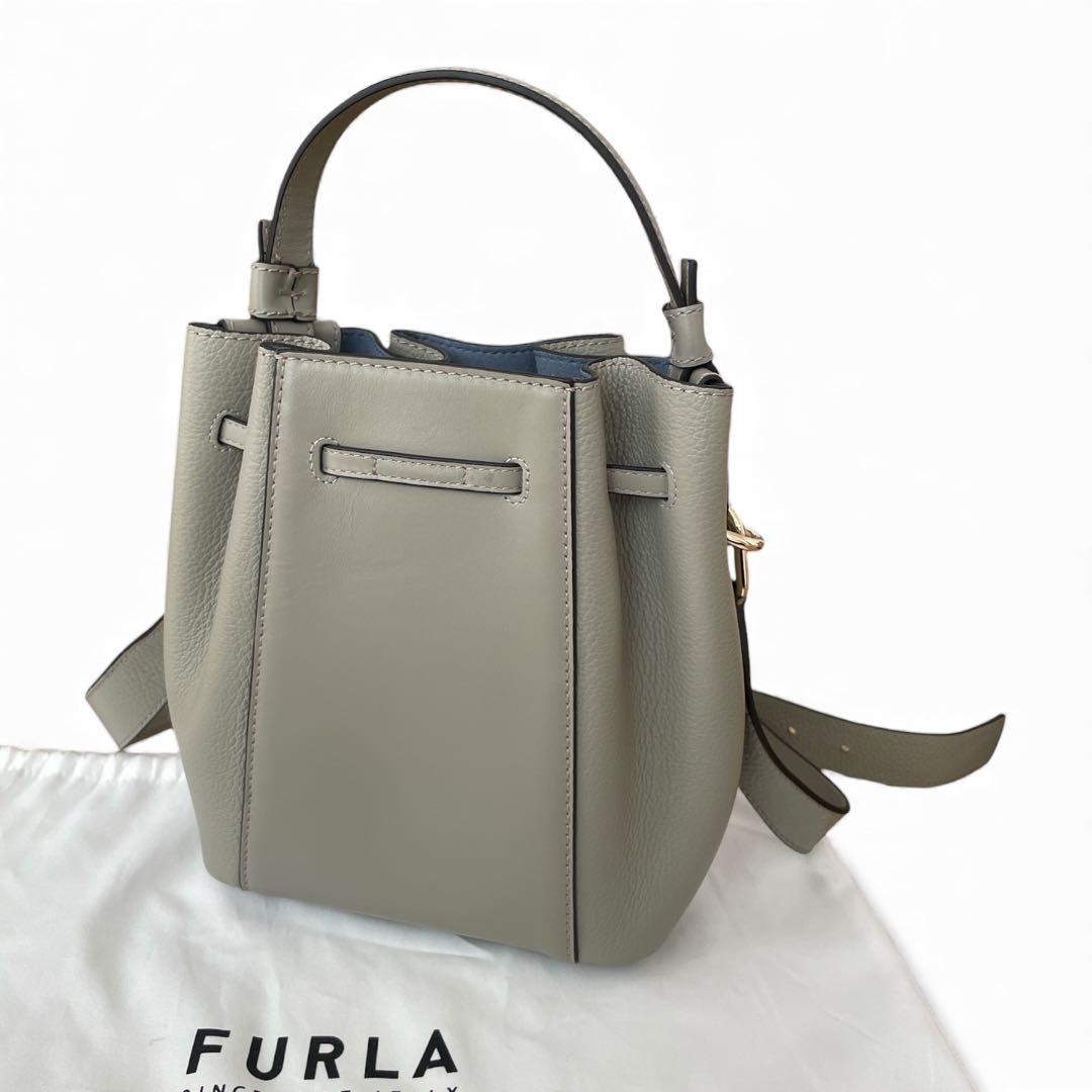 美品　FURLA フルラ　ミアステラ　ハンドバッグ　ショルダーバッグ　グレー