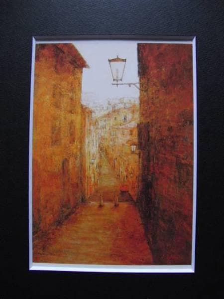 石田聖子、路地の町シエナ、希少な画集より、新品高級額・額装付