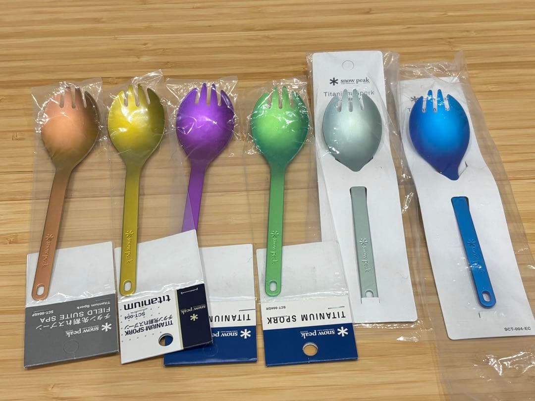 スノーピーク チタン先割れスプーン 6色セット まとめ売り