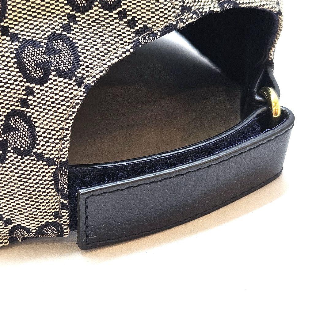 グッチ GG キャンバス ベースボール キャップ 帽子 紺 ネイビー ベージュ