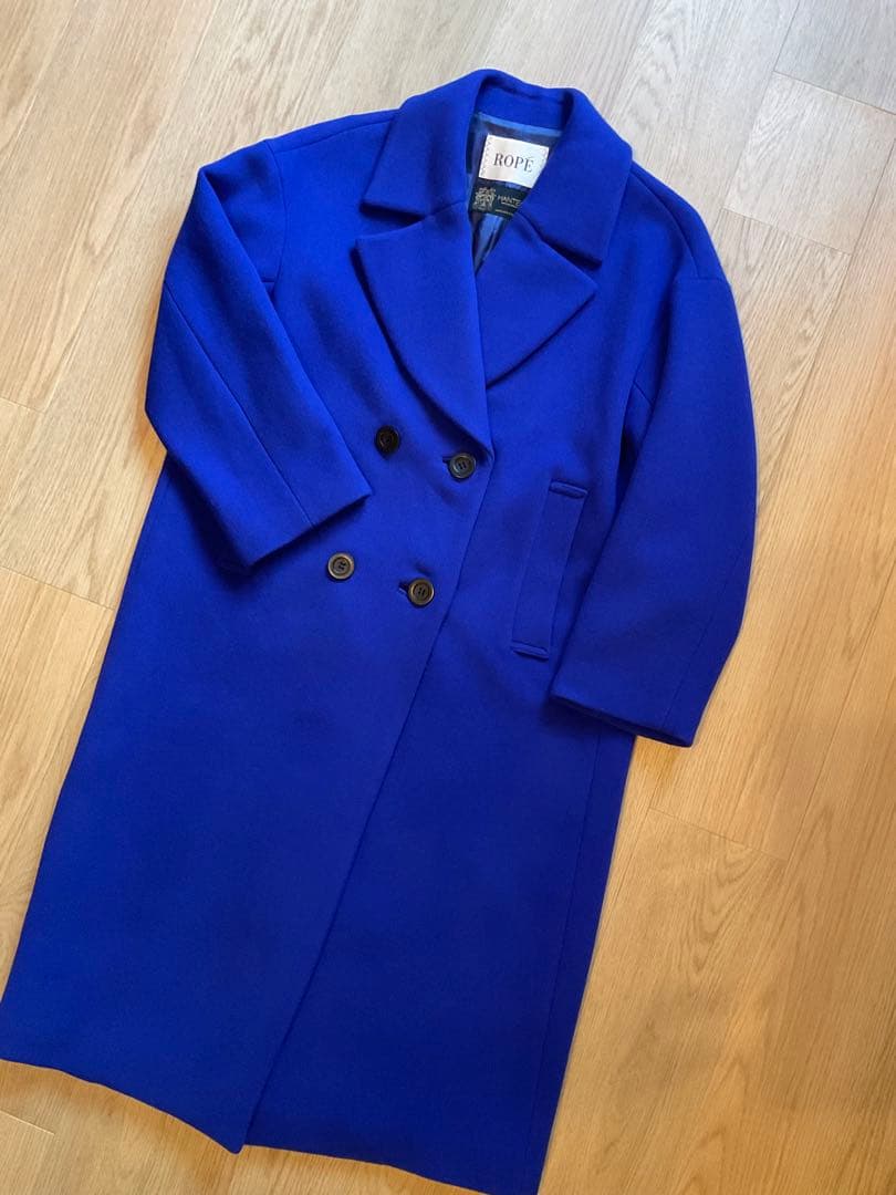 ROPE ロペ MANTECO ウール オーバーサイズ ロングコート ブルー36
