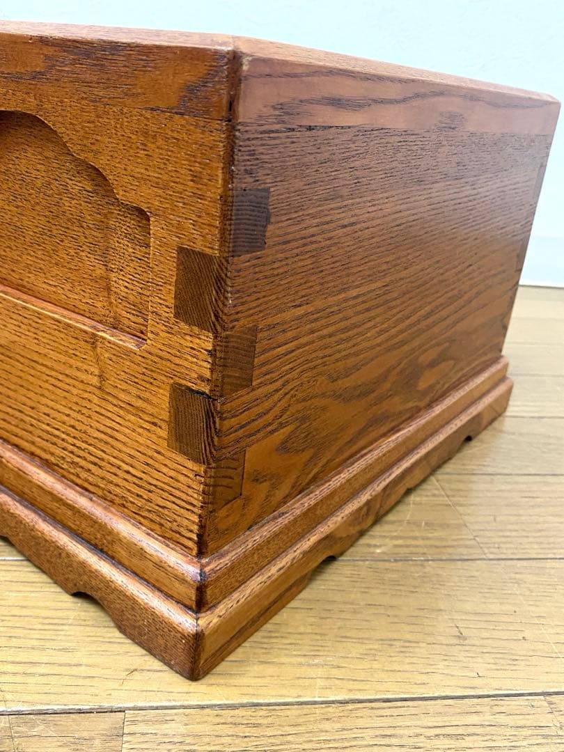 美品 アンティーク レトロ 小ぶり 賽銭箱 貯金箱 木製 けやき 無垢