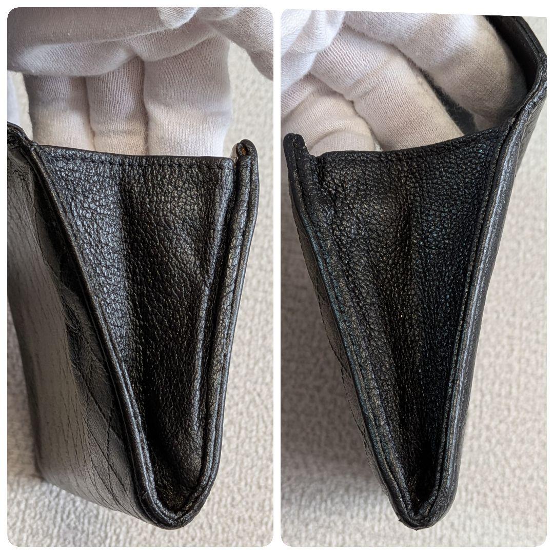 シャネル　黒　ビコローレ　バイカラー　折り財布　ミニ財布　ショルダー　ラムスキン