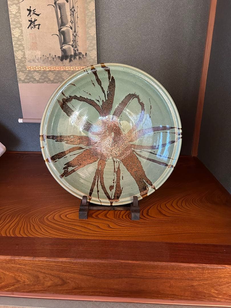 【一点モノ‼️】最高級　青柿流皿　大皿　飾り皿　直径約52cm インテリア　和室