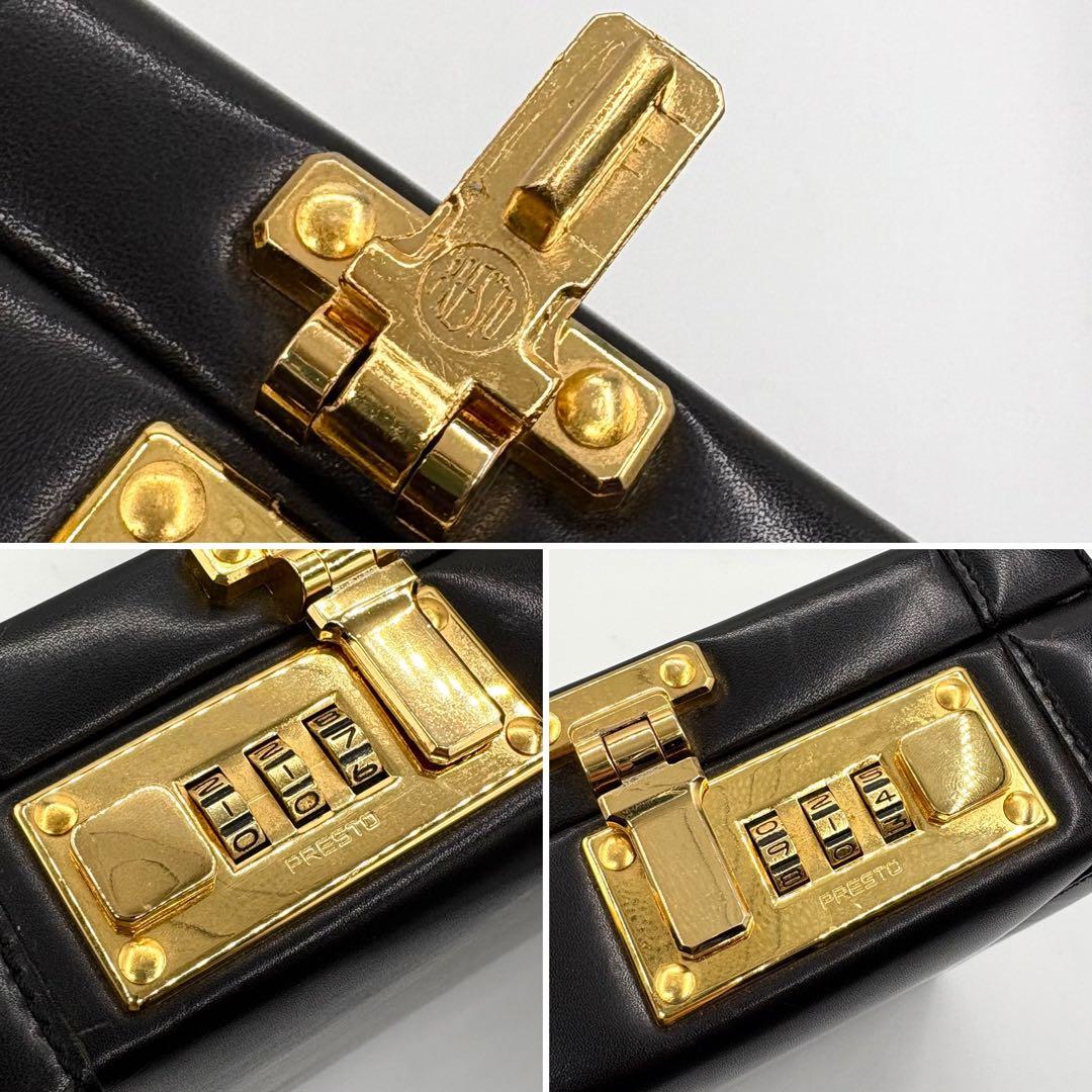 高級 オールレザー グッチ PRESTO ダイヤルロック アタッシュケース 黒