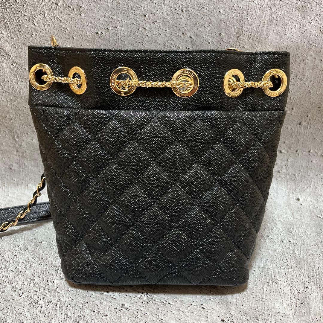 【新品未使用】シャネルブラック キルティング 巾着チェーンショルダーバッグ