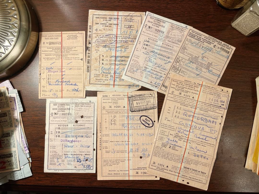 海外　鉄道チケット　ブルー、パープルカラー　20枚程　ヴィンテージ