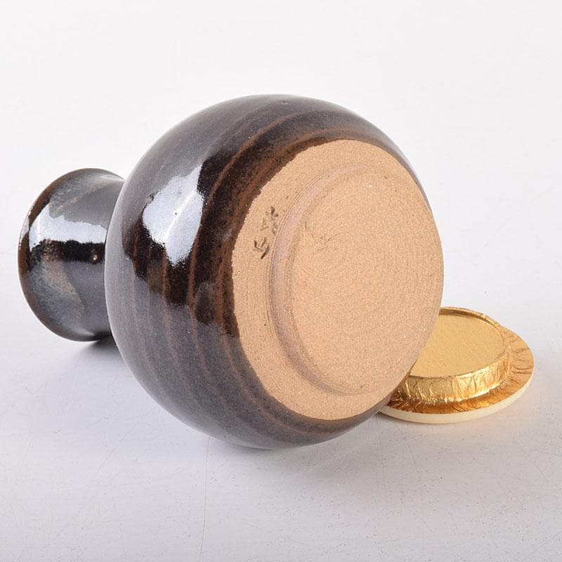 茶道具　京焼　平安　万代喜山造　鶴首茶入　仕覆付　共箱　V　6942