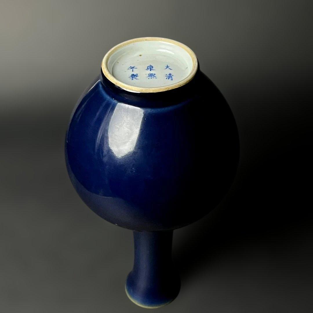 唐物 瑠璃釉瓶 大清康煕年製 款 中国美術 古玩 SH31