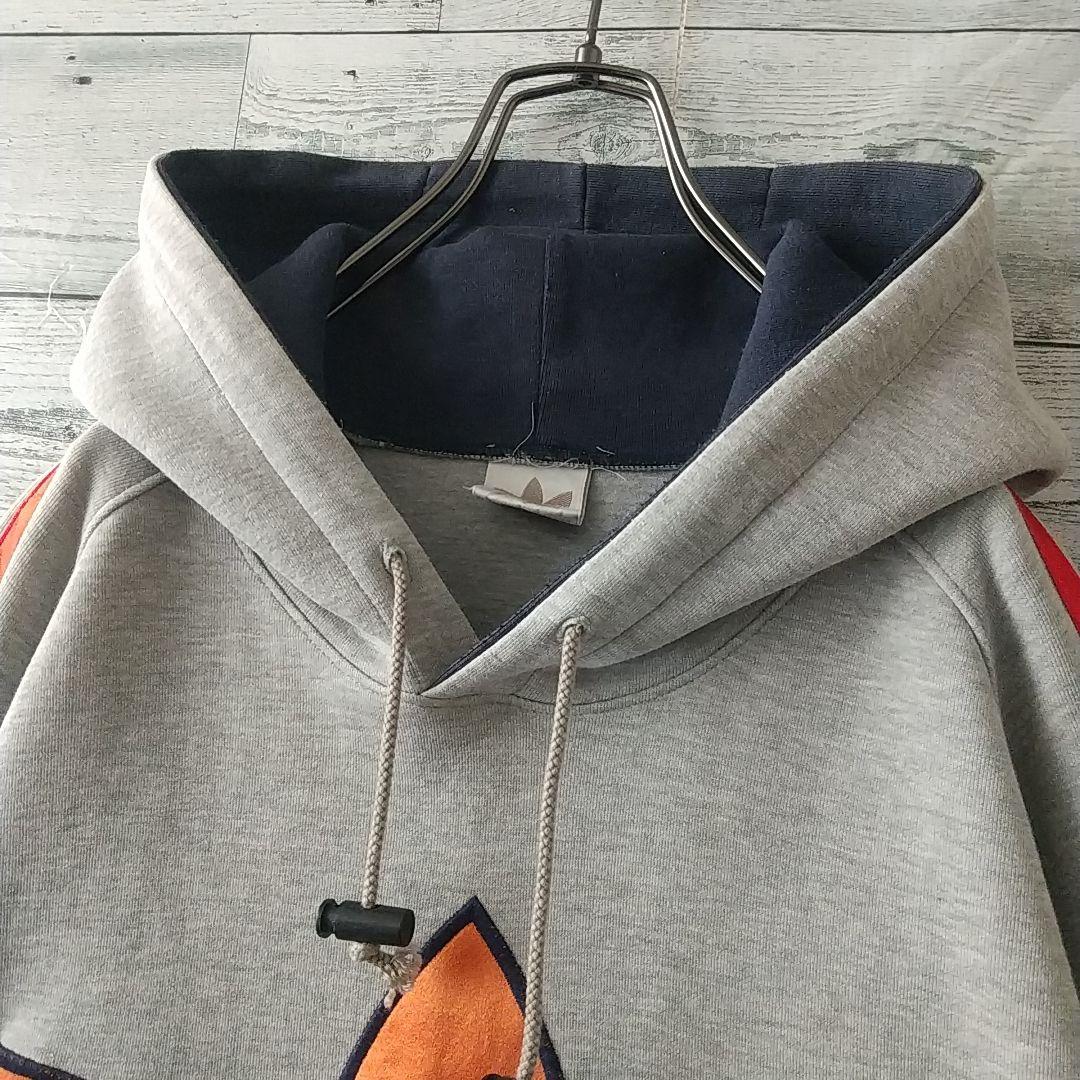 希少☆90s デサント製 アディダス 刺繍 アームロゴ パーカー L～O