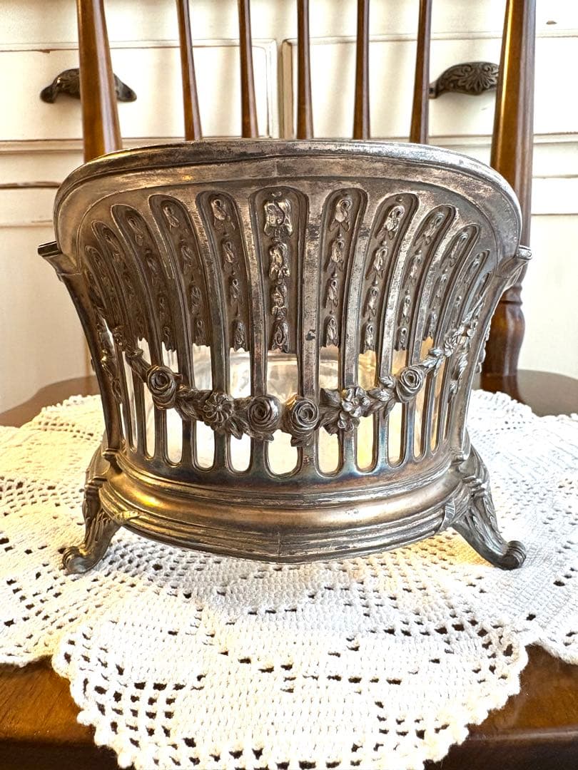 ♡ フランスアンティーク　ジャルディニエール　ローズガーランド　リボン　オルモル