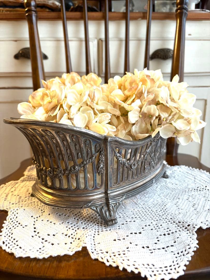 ♡ フランスアンティーク　ジャルディニエール　ローズガーランド　リボン　オルモル