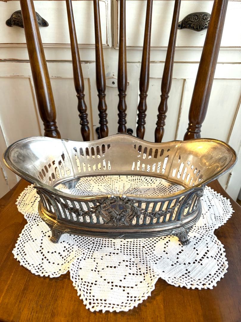 ♡ フランスアンティーク　ジャルディニエール　ローズガーランド　リボン　オルモル