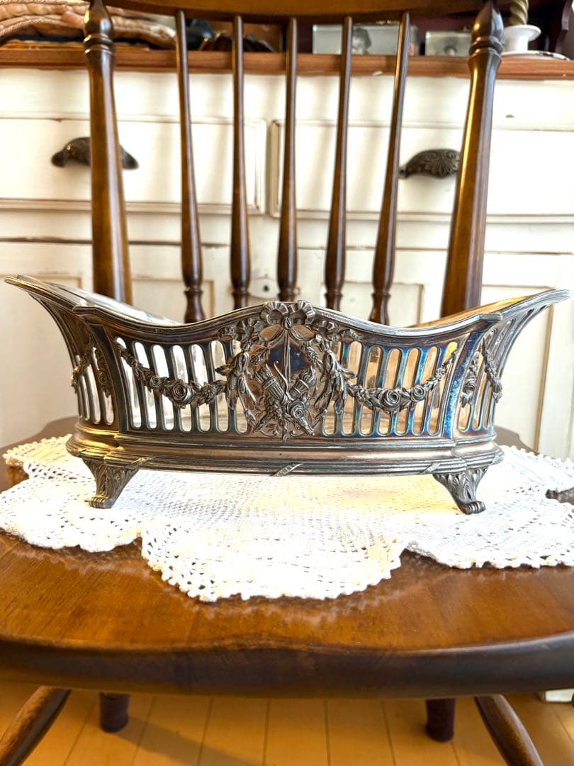 ♡ フランスアンティーク　ジャルディニエール　ローズガーランド　リボン　オルモル