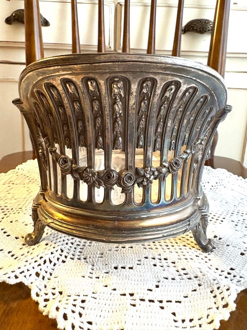 ♡ フランスアンティーク　ジャルディニエール　ローズガーランド　リボン　オルモル