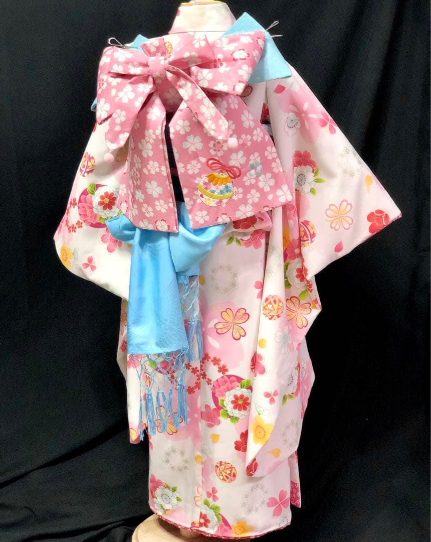 【式部浪漫】七五三　ブランド　7歳　刺繍　着物　作り帯　セット　日本製　女の子