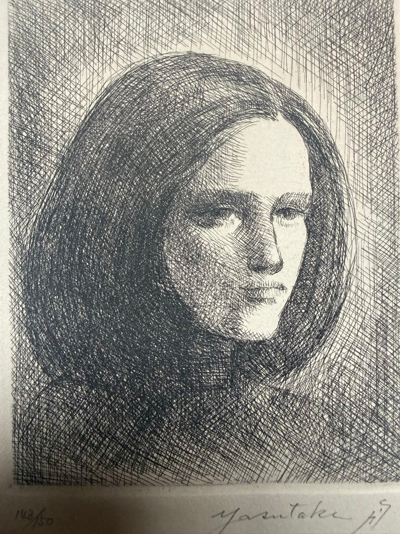 舟越保武『Femme』銅版画 ed.143/150. 鉛筆サイン シートのみ