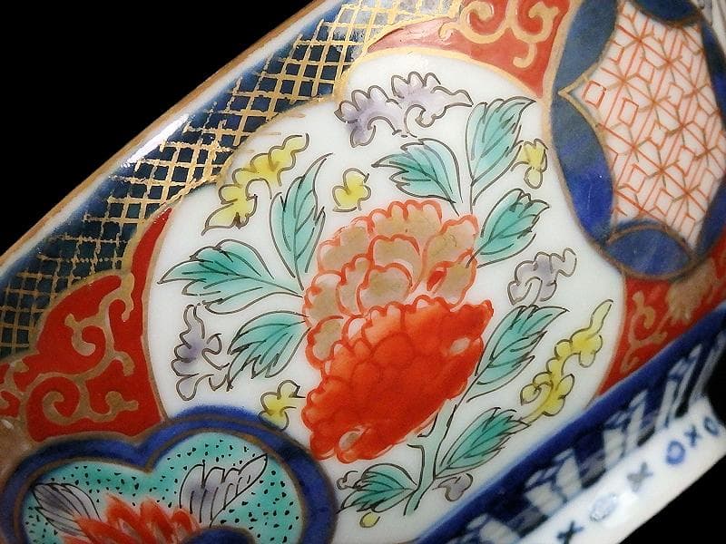 古伊万里　金襴手　鳳凰に牡丹の図　蓋茶碗　C002AS-fbrf