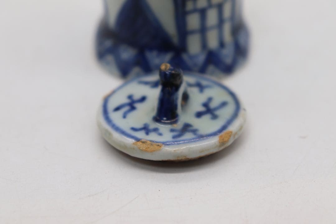 古染　染付　蓋物　木箱入　送料込み0804