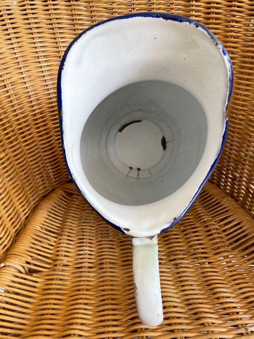 パンジーホーロージャグ フランスアンティーク