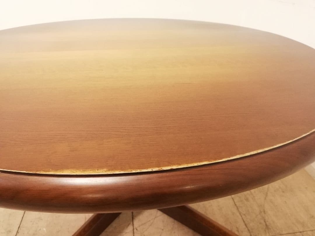 IDC大塚 飛騨産業 キツツキマーク ヴィンテージ ラウンド型ダイニングテーブル