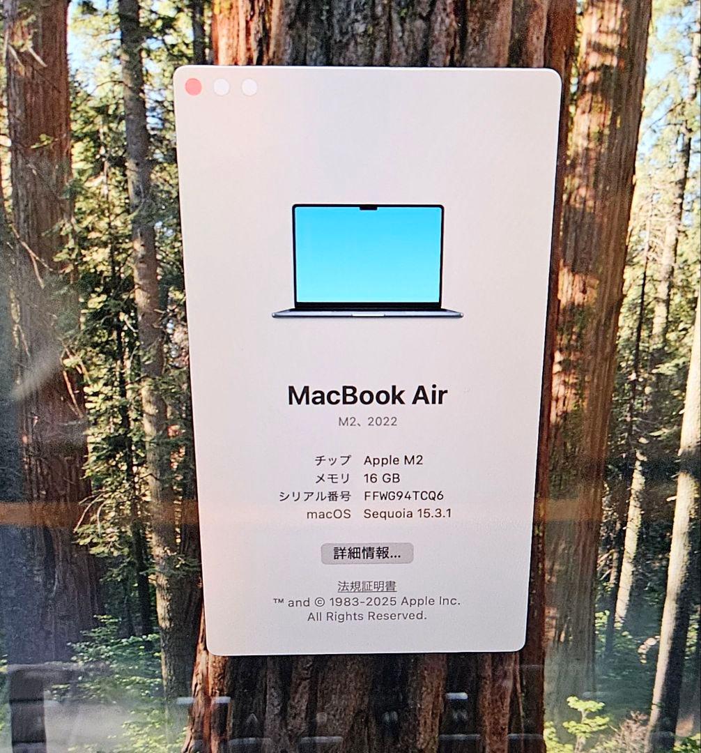 MacBook本体 Apple MacBook Air (M2, 2022) 16GB 512GB