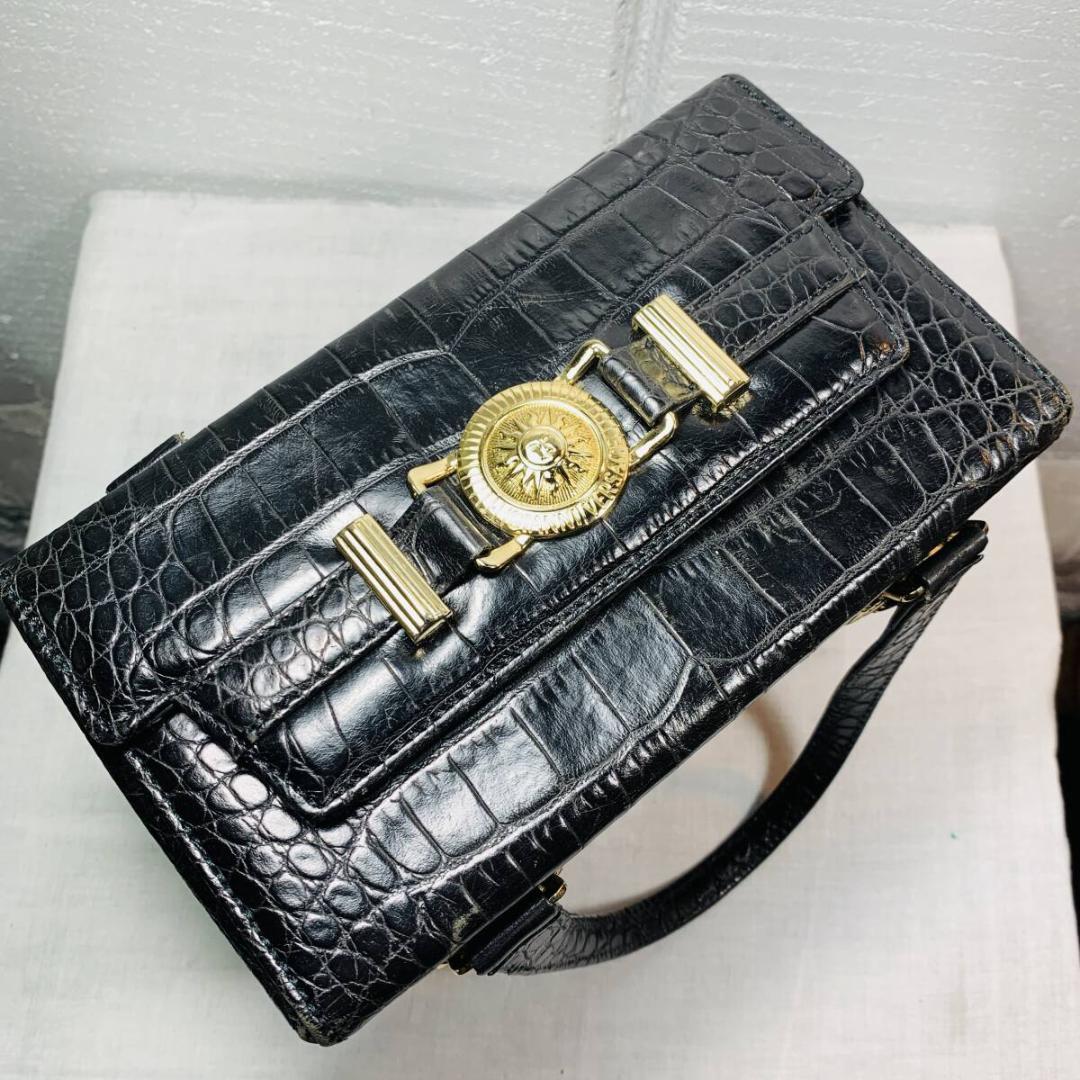 パ*ム様 ジャンニヴェルサーチ ハンドバッグ バニティバッグ サンバースト クロ