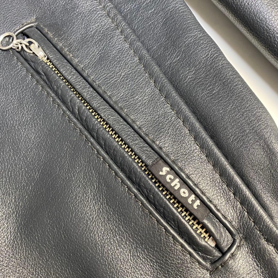 schott ショット　シングルライダース　レザージャケット　M ダークネイビー