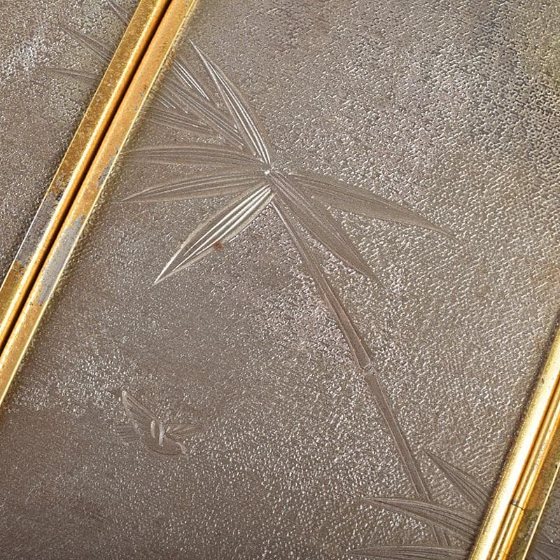 中国　古七宝琺瑯彩　花鳥文　卓上屏風　硯屏　M　R8490